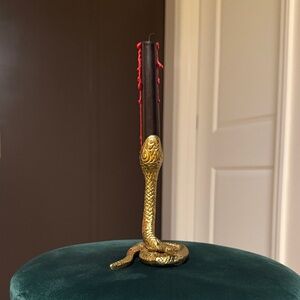 Gold Snake Candle Holder with Black and Red Candle